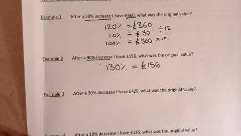 Non calculator reverse percentages