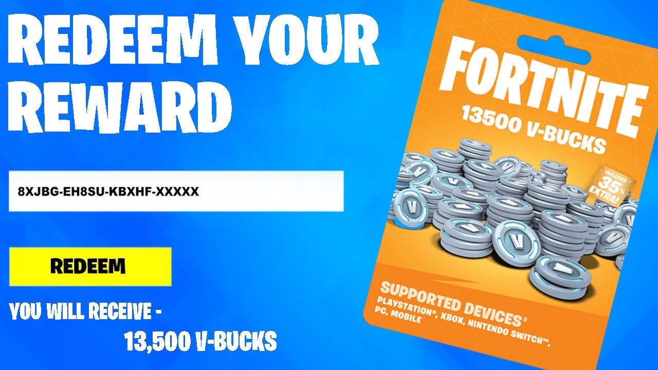 How To Get A Redeem Code For 13,500 Vbucks For Free In Fortnite YouTube