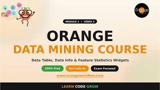 Explore Data in Orange Data Mining | Data Table, Data Info & Feature Statistics CBSE AI Mod 1 Video4