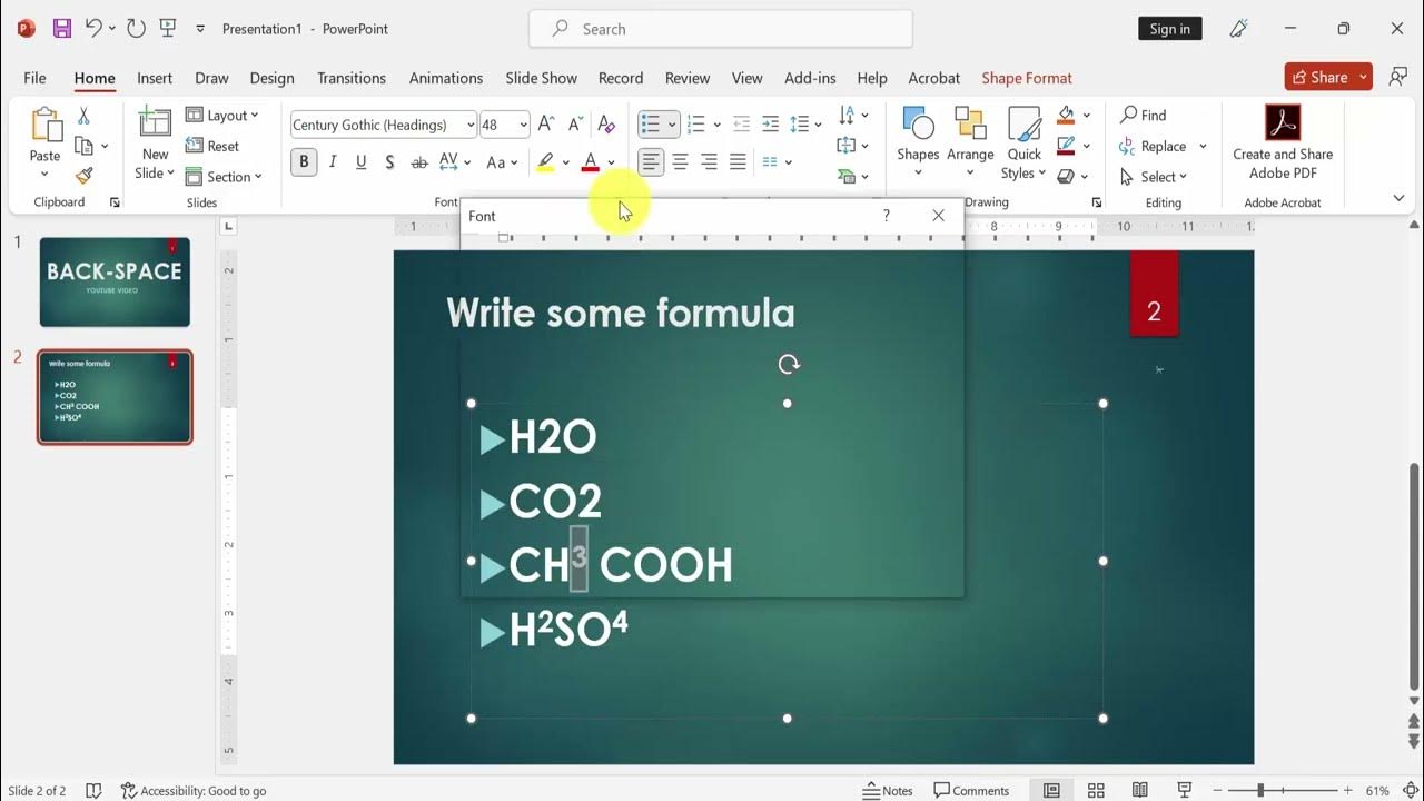 How to remove superscript in PowerPoint - YouTube