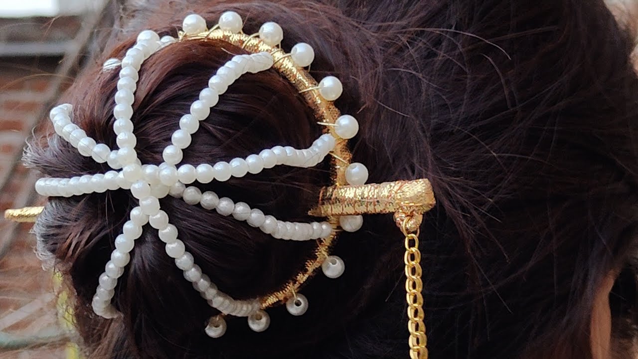 Diy trending viral pearl bun 😍🤩 #hairbun #viral #trending #viralhacks #youtubevideo @craftyarti