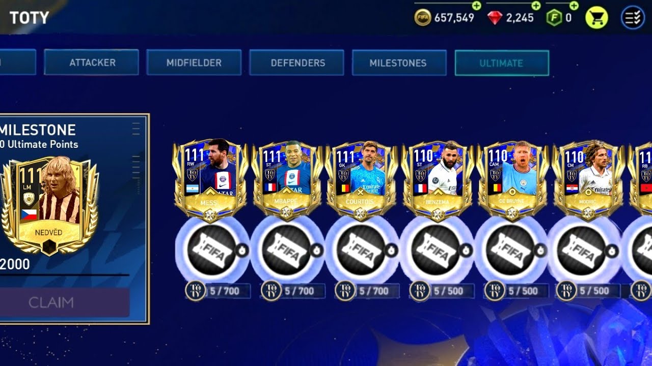 MENU TOTY - FIFA MOBILE 22