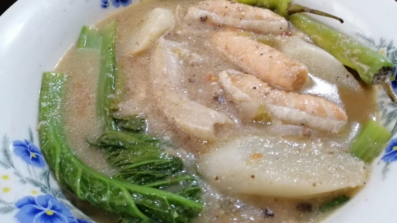 Sinigang na salmon belly sa miso at kamias - YouTube