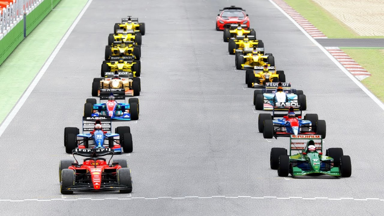 Ferrari F1 2023 SF-23 vs All Jordan F1 Cars (1991-2005) - Imola GP