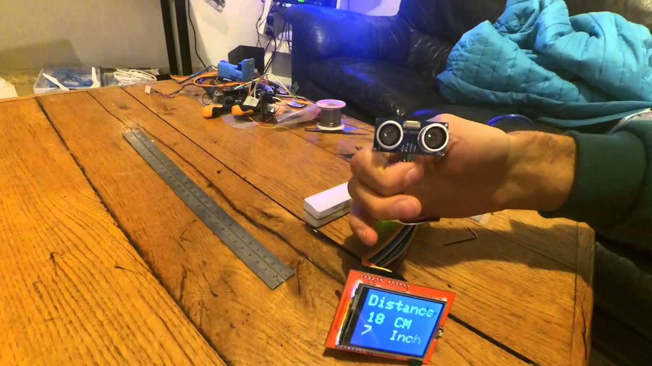 distance measurement with ultrasonic sensor and 2.4" lcd TFT - YouTube