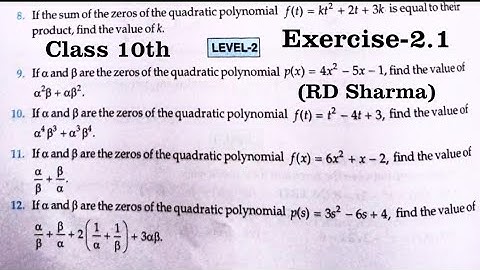 RD Sharma Solutions for Class 10 Maths  Chapter 2 Polynomials Exercise 2.1 Q9 to Q16