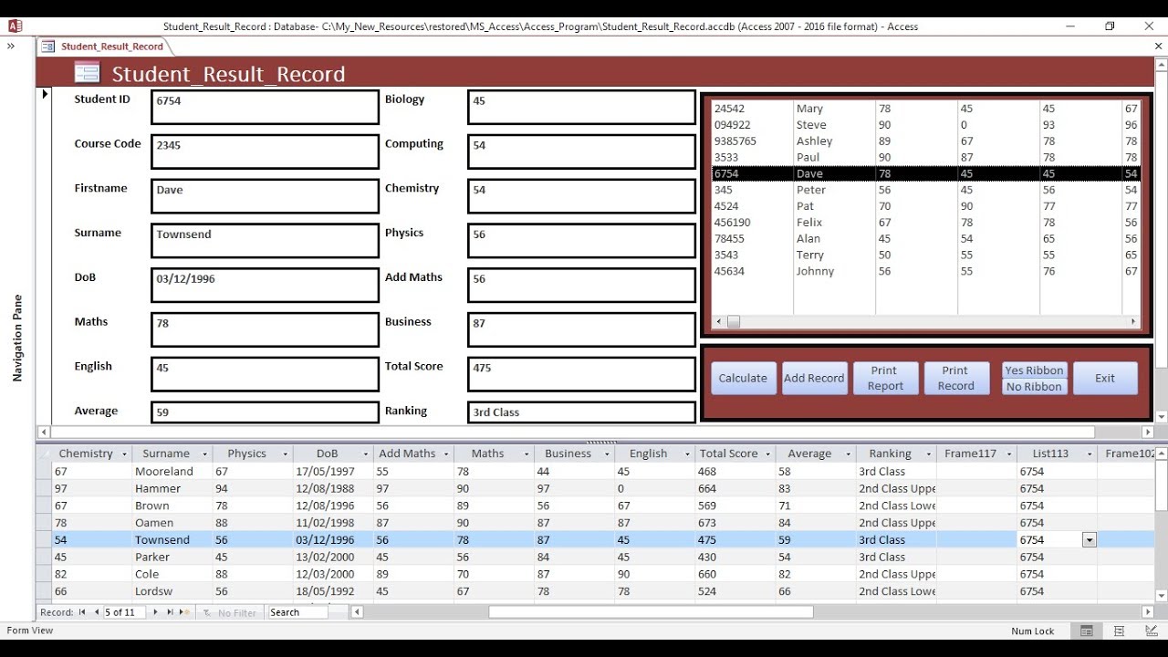How To Create Student Record Data Entry Form In MS Access Full