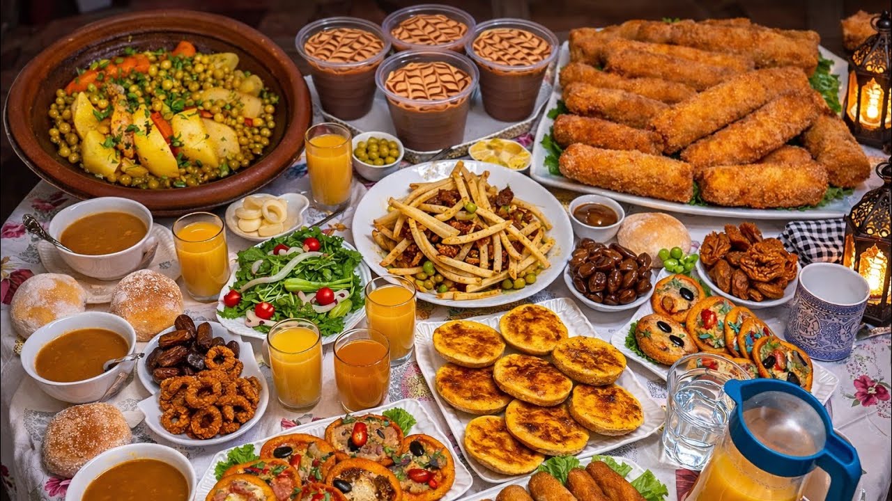 فطور رمضان كامل 😍 أسهل حريرة +سر بنة طاجين  + سيكار مقرمش  تحلية شيكولاتة