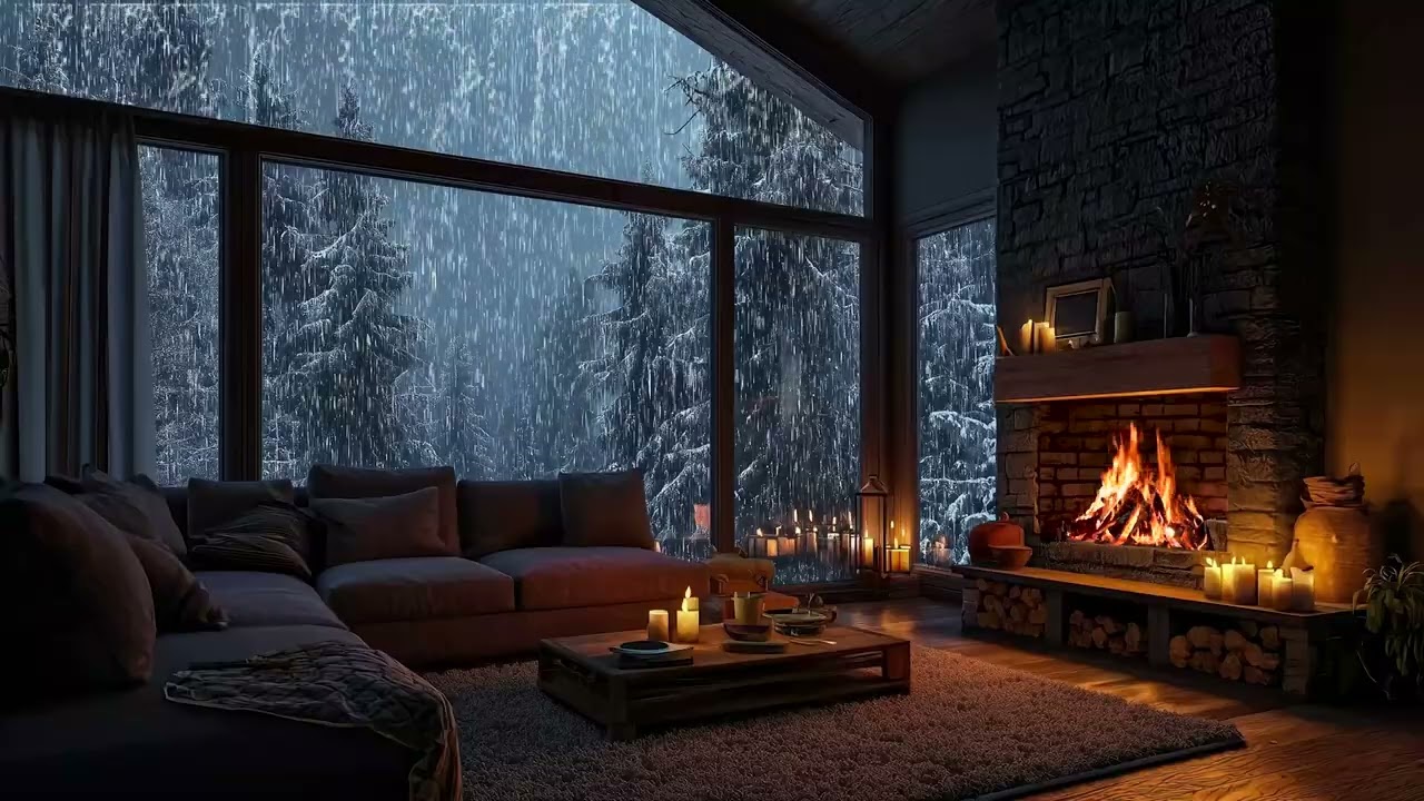 Cozy Rain Sounds & Fireplace Crackling | Deep Sleep Ambience at Night