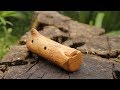 Carving wooden ocarina in the wild. Вырезание деревянной окарины в дикой природе