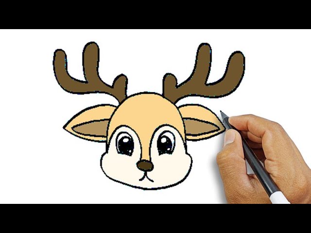 Easy How to Draw a Reindeer Tutorial Video and Coloring Page