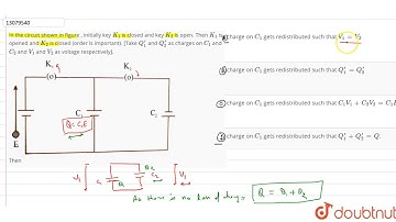 In the circuit shown in figure , initially key `K_(1)` is closed and key `