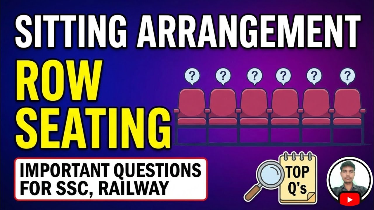 Sitting arrangement in row||important  questions for ssc, railway|| previous year question||