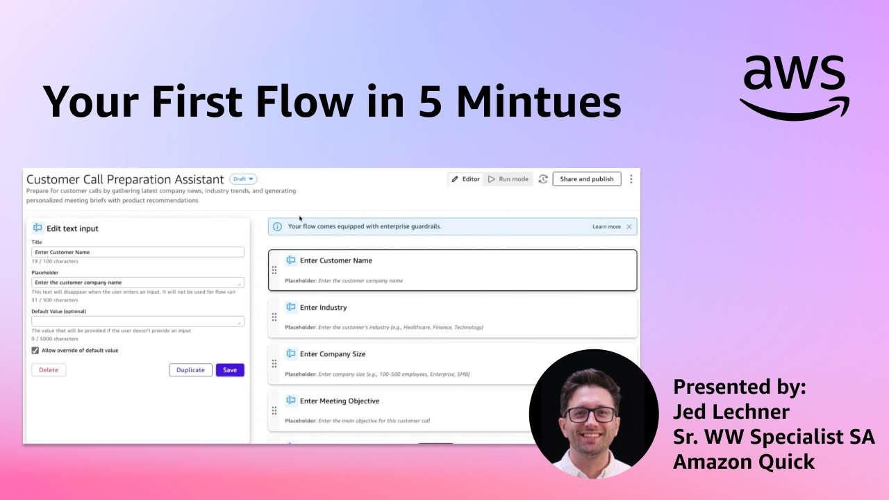 Quick Flow Your First Flow in 5 Minutes | Amazon Quick Flows - YouTube