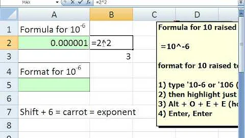 How do I make an exponent in Excel?