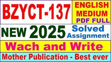BZYCT 137 solved assignment 2025 in English || bzyct 137 solved assignment 2024-25 || bzyct137 2025