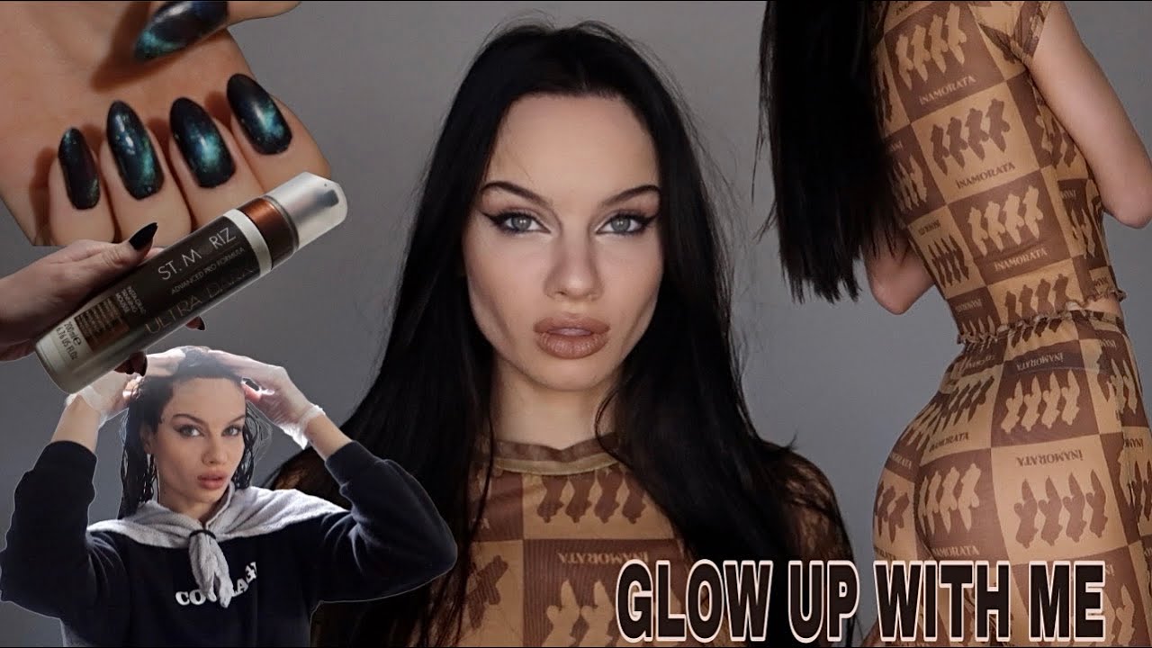 glow up with me ~ dying my hair black, self tan, nails, new clothes ...