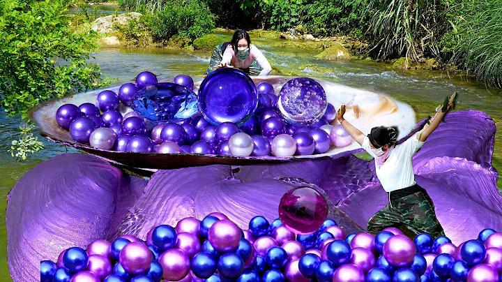😱Open the purple giant clam, filled with precious purple pearls, so beautiful that it's intoxicating