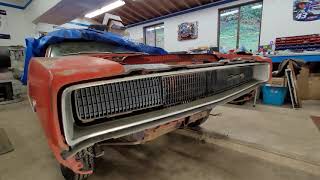 Removal of grill assembly on the 1968 Dodge Charger.