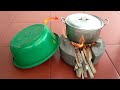 The simplest way to cast a wood stove from cement and plastic buckets