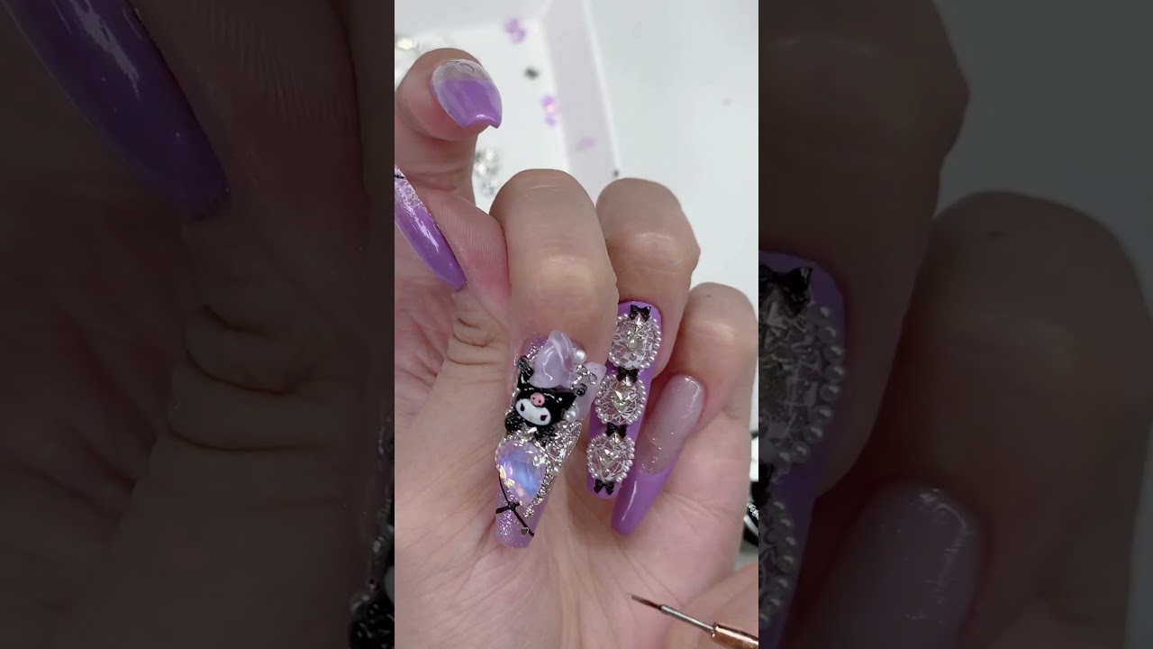 Cute Kuromi nail art #kuromi #kurominails #sanrionails #nailart #네일