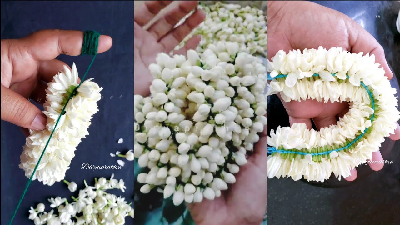 3 types of jasmine flower garland/3 methods of jasmine veni/Gajra/Pellipoolajada/how to tie