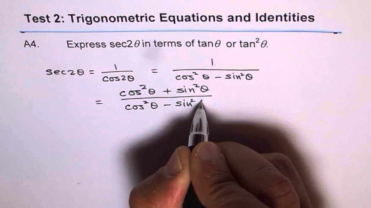 Sec2x In Terms Of Tanx Trig Identity Youtube Sec2x In Terms Of Tanx Trig Identity Youtube
