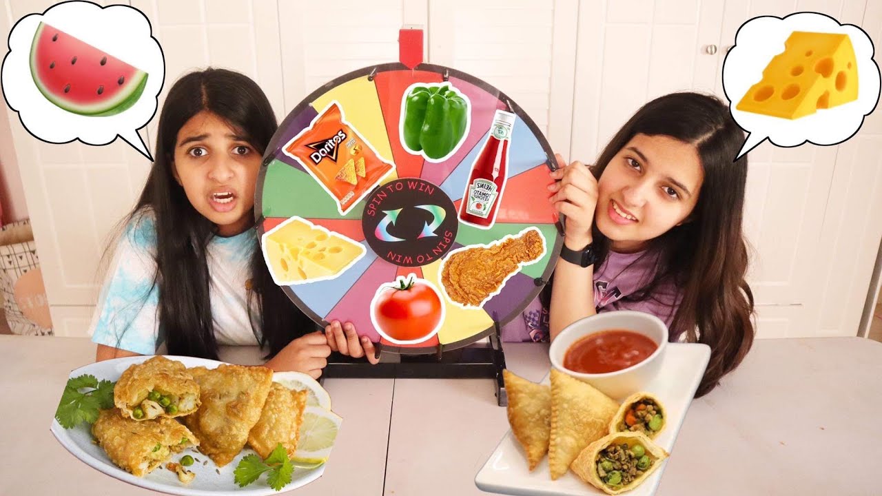 تحدي سمبوسة رمضان بعجلة الحظ🤢 اول مره نلف سمبوسه ونذوق اغرب خلطات بالعالم 😩