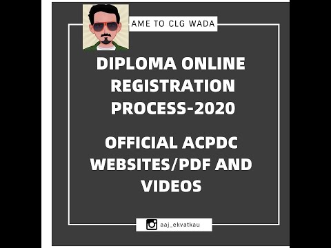 DIPLOMA ONLINE REGISTRATION PROCESS-2020| OFFICIAL ACPDC WEBSITES/PDF AND VIDEOS