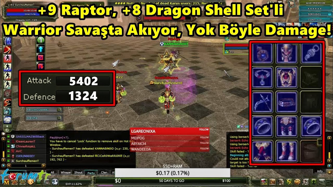 +9 Raptor, +8 Dragon Shell Setli Warrior, Savaşta Önüne Gelene 3 Atıyor ...