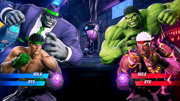Hulk & Ryu vs Evil Ryu & Hulk (Very Hard) Marvel vs Capcom | 4K UHD Gameplay
