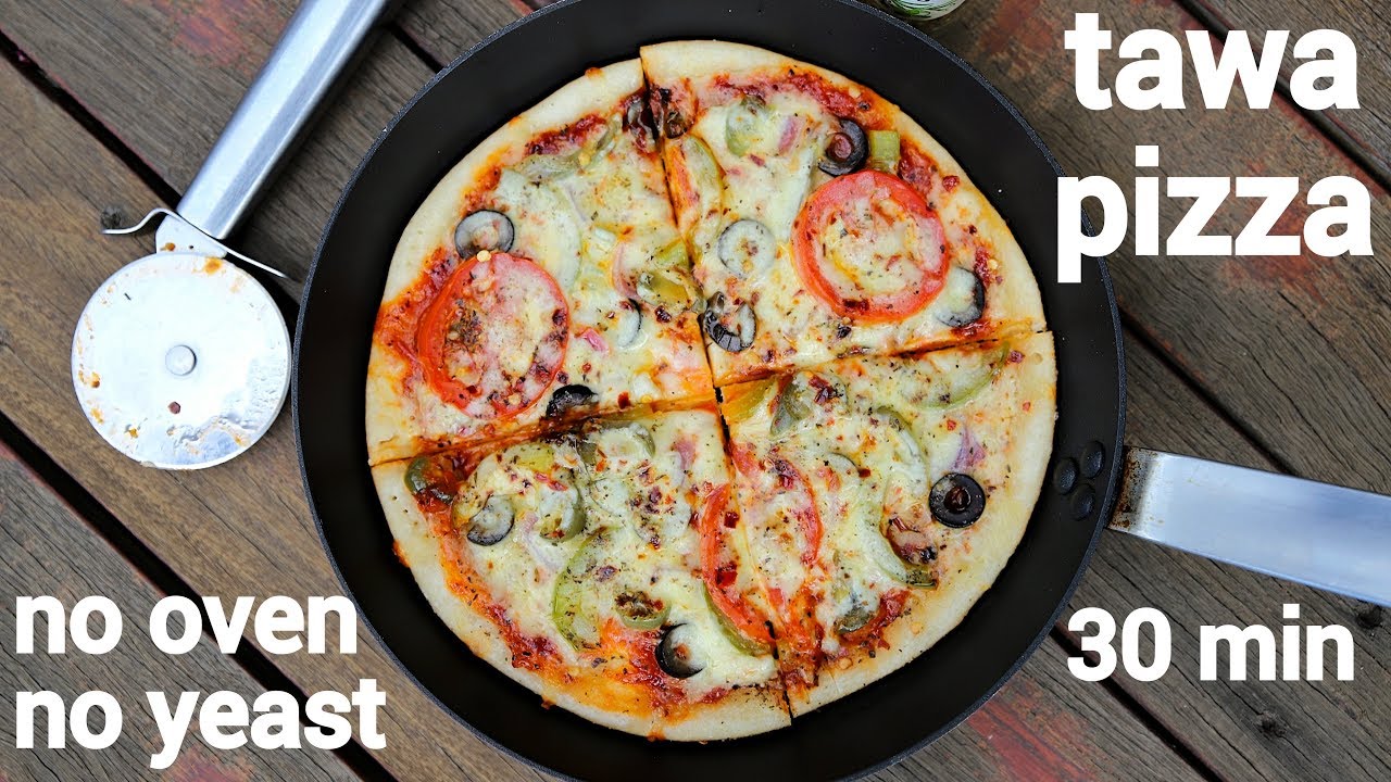 tawa pizza recipe | veg pizza on tawa without yeast | तवा पिज्जा रेसिपी | pizza without oven | Hebbar | Hebbars Kitchen