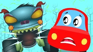Monster Island Little Red Car Hhmt Haunted House Monster Truck Video For Children