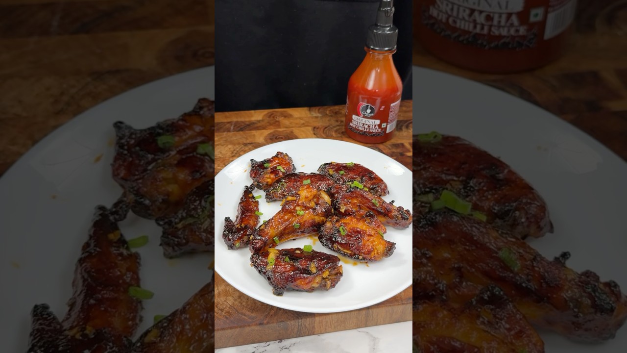Honey Sriracha Wings ASMR Cooking || 