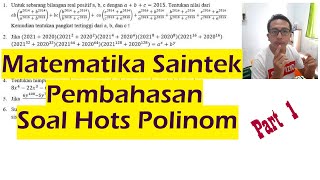 Materi matematika peminatan kelas 11 tentang polinom. polinom atau
suku banyak merupakan yang sering keluar di soal utbk (sbmptn), ujian
mandiri baik ...