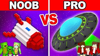 Mikey vs JJ Family - Noob vs Pro: Alien Space Rocket House Build Challenge in Minecraft