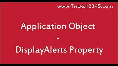 VBA Application Object: DisplayAlerts Property || VBA Basics || VBA Macros || Application Object VBA