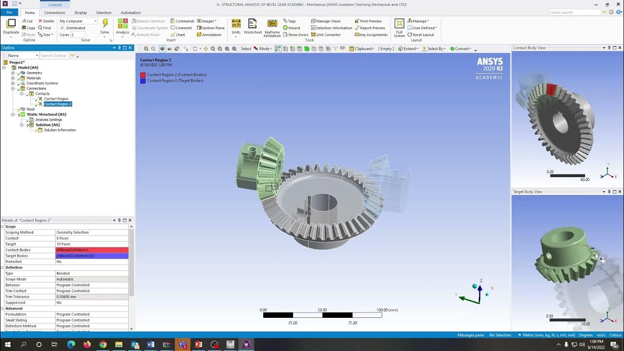 BEVEL GEAR ASSEMBLY ANALYSIS BY USING ANSYS WORKBENCH YouTube