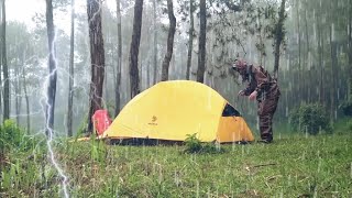 CAMPING IN HEAVY RAIN, 2 DAYS SOLO CAMPING IN HEAVY RAIN AND THUNDERSTORMS, RELAXING RAIN SOUNDS