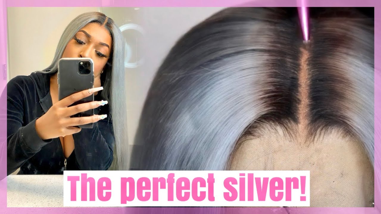 How to dye your hair silver with dark roots! ft Eullair hair YouTube
