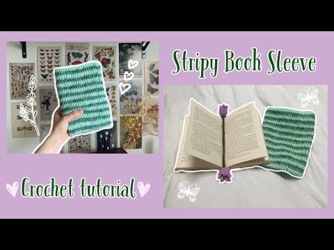 easy beginner friendly crochet stripe book sleeve 🤎crochet cottagecore  kindle cover | thisfairymade (video tutorial)