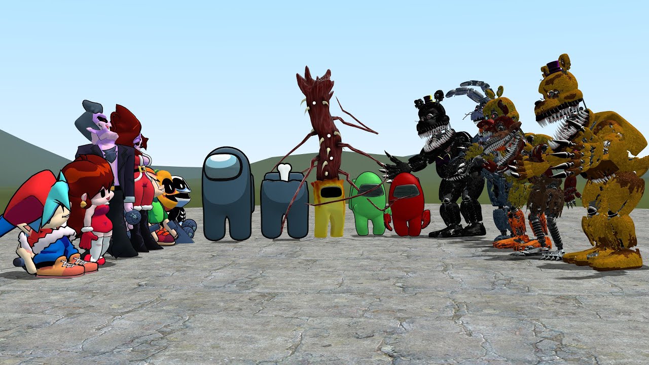 FNF VS FNAF VS AMONG US!! Garry's Mod [Among Us VS Five Nights at ...