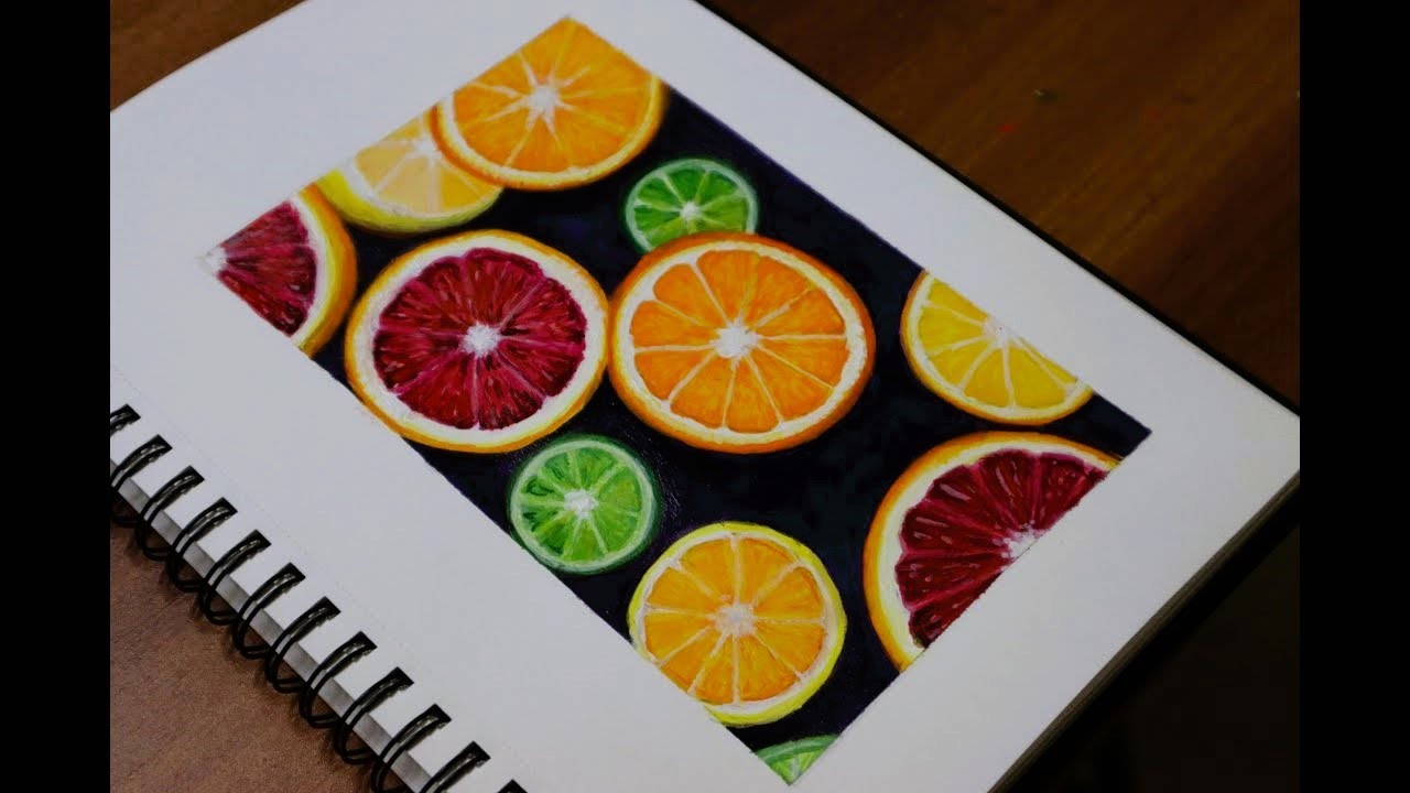 Orange Sliced Fruits Painting Easy | Realistic Fruits Painting Easy