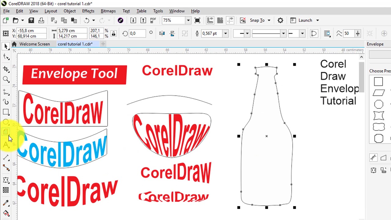 how-to-use-envelope-tool-in-coreldraw-youtube