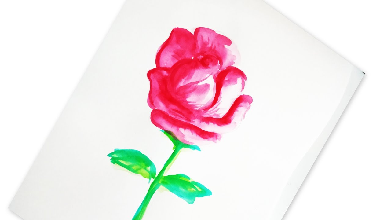 How to paint a rose in watercolor for Beginner - YouTube