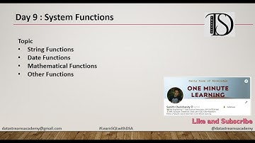 Day 9 : SQL System Functions | String | Math | Date Functions #learnwithdsa