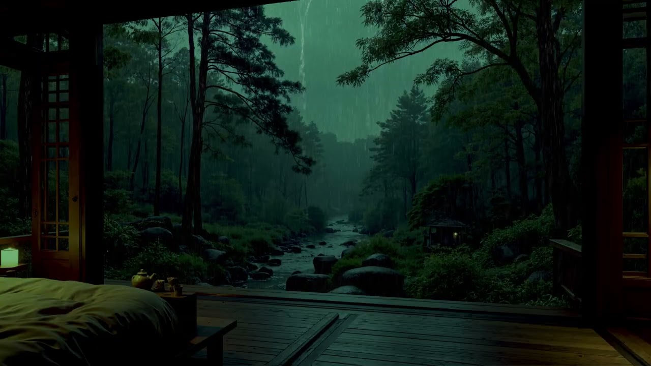Gentle Rainfall in a Dark Bedroom (No Ads) 🌧 | Peaceful Rain Ambience for Deep Sleep & Relaxation