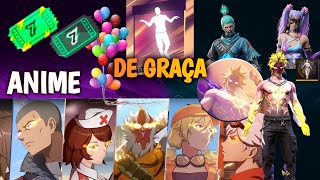 SKINS GRÁTIS EVENTO PARADOXO, EMOTE, ANIME DO FREE FIRE, GUERREIRO ESPIRITUAL, 7º ANIVERSÁRIO E +