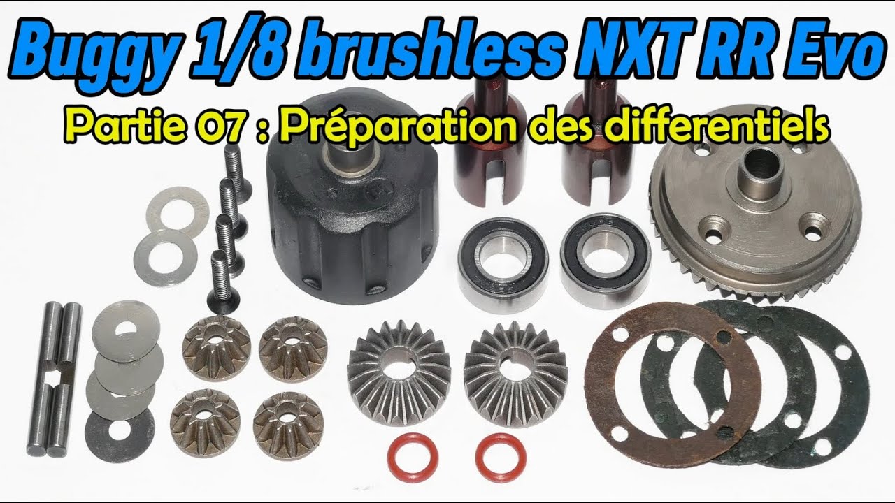 Buggy 1/8 NXT RR Evo brushless 2025 - Partie 07 avec la préparation des différentiels et cellules