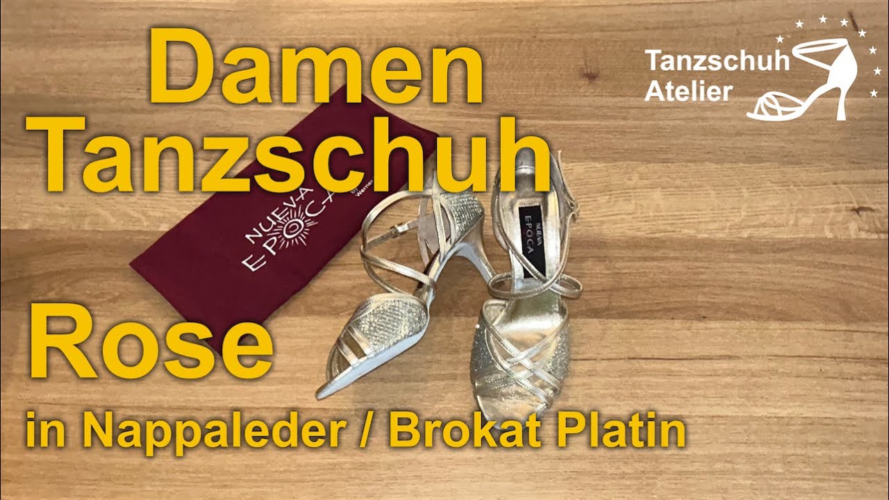 Unboxing Rose Damen Tanzschuh in Nappaleder/Brokat Platin